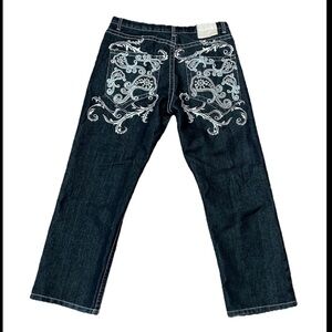 Vintage Y2K Red Ape Jeans Size 36 Embroidered Baggy Hip Hop Skater Grunge